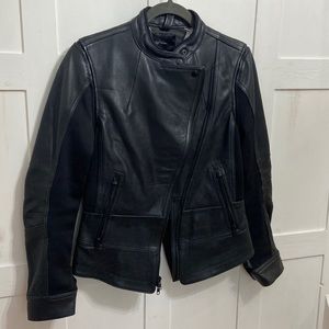 🏷️ Denham Jeans Black Leather Motorcycle Jacket/Vest: Women’s size small